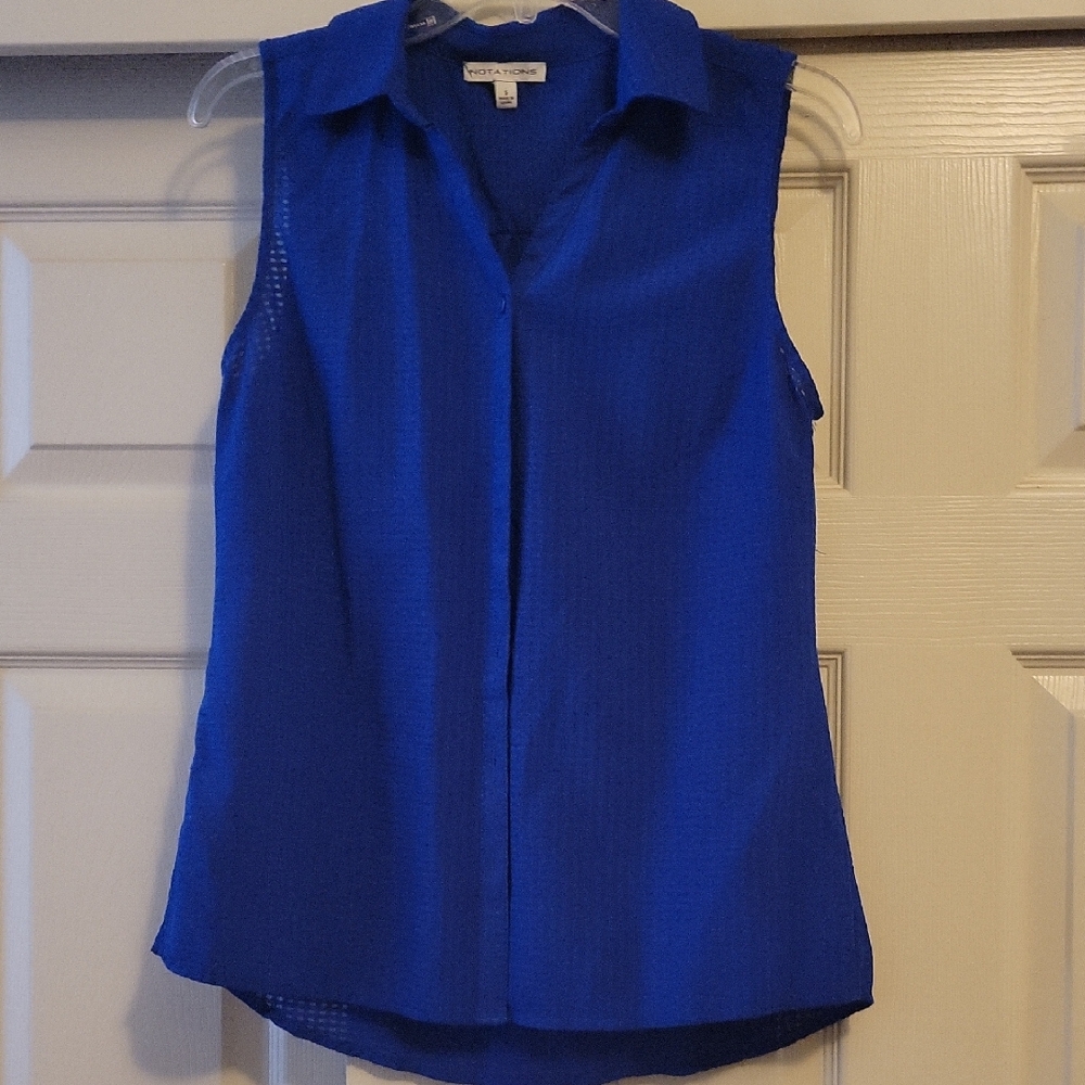 Notations Cobalt Blue Sleeveless Collared Blouse Size S